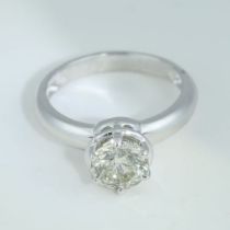 IGI Certified 14 K / 585 White Gold 1.59 Ct. Solitaire Diamond Ring