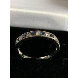 9ct White Gold Channel Set Semi Eternity Diamond & Sapphire Ring 0.12