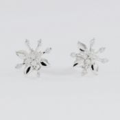 14 K / 585 White Gold Diamond Earrings