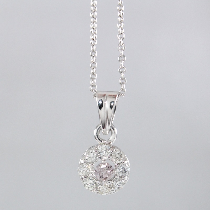 14 K / 585 White Gold Rare Pink Diamonds Pendant Necklace with Matching Diamond Earrings - Image 5 of 7