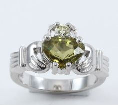 14 K / 585 White Gold Rare Alexandrite ( IGI Certified ) and Diamond Ring