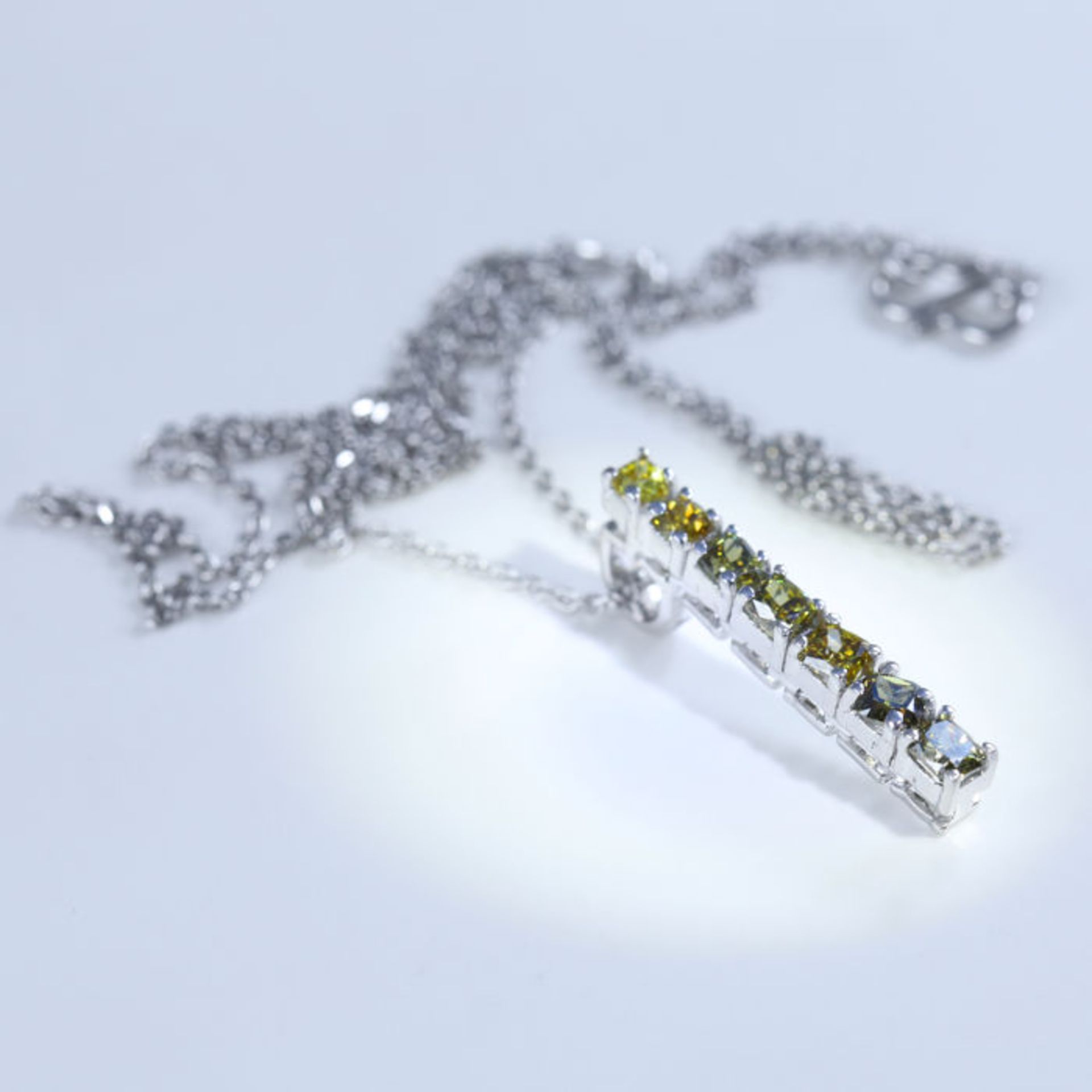 14 K White Gold Designer Fancy Color Diamond Pendant Necklace - Image 5 of 6