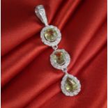 14 K Designer Rare Alexandrites “RUSSIA” (IGI Certified)and Diamond Pendant Necklace