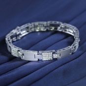 14 K / 585 White Gold Men's Diamond Bracelet