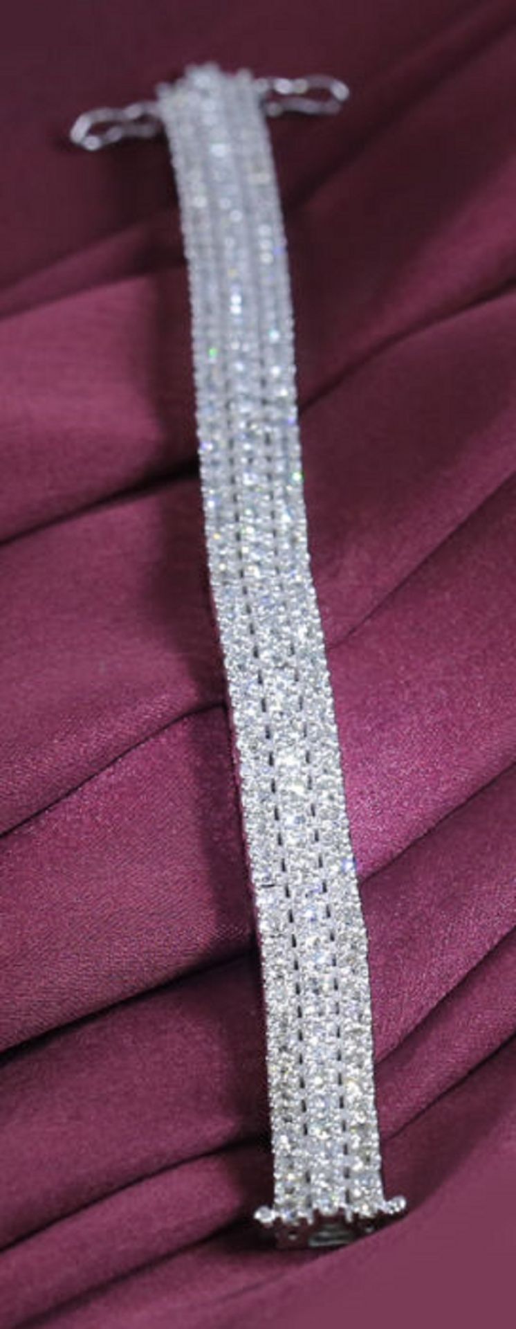 14 K /585 White Gold 3 Line Tennis Bracelet with 12.30 ct. Diamonds - Image 5 of 6