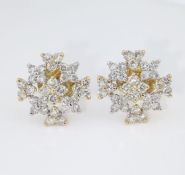 IGI Certified 18 K / 750 Yellow Gold Diamond Earrings