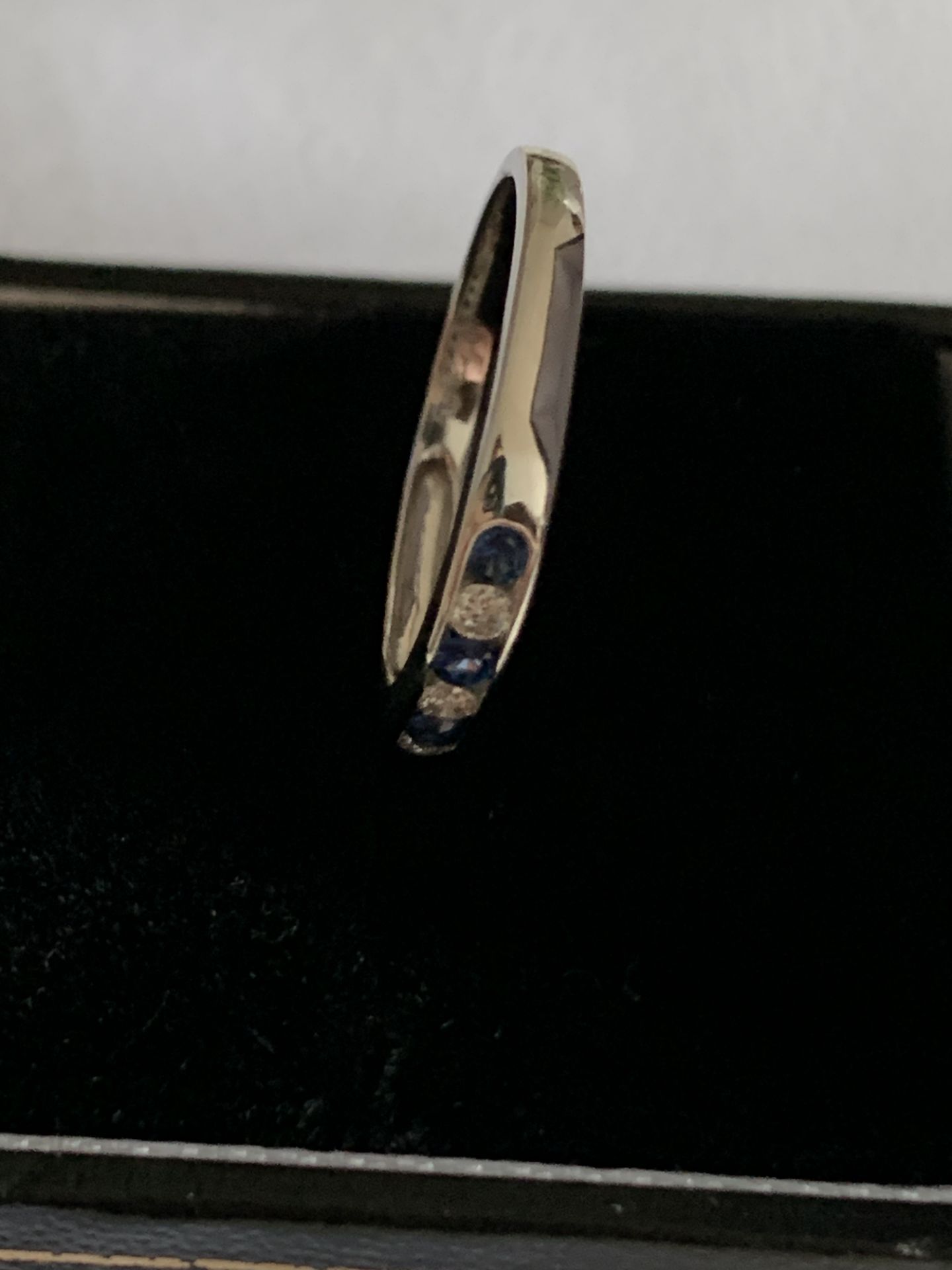 9ct White Gold Channel Set Semi Eternity Diamond & Sapphire Ring 0.12 - Image 2 of 10