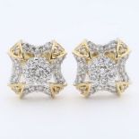 IGI Certified 18 K /750 Yellow Gold and Diamond Earrings