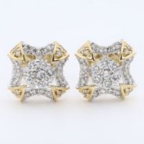 IGI Certified 18 K /750 Yellow Gold and Diamond Earrings