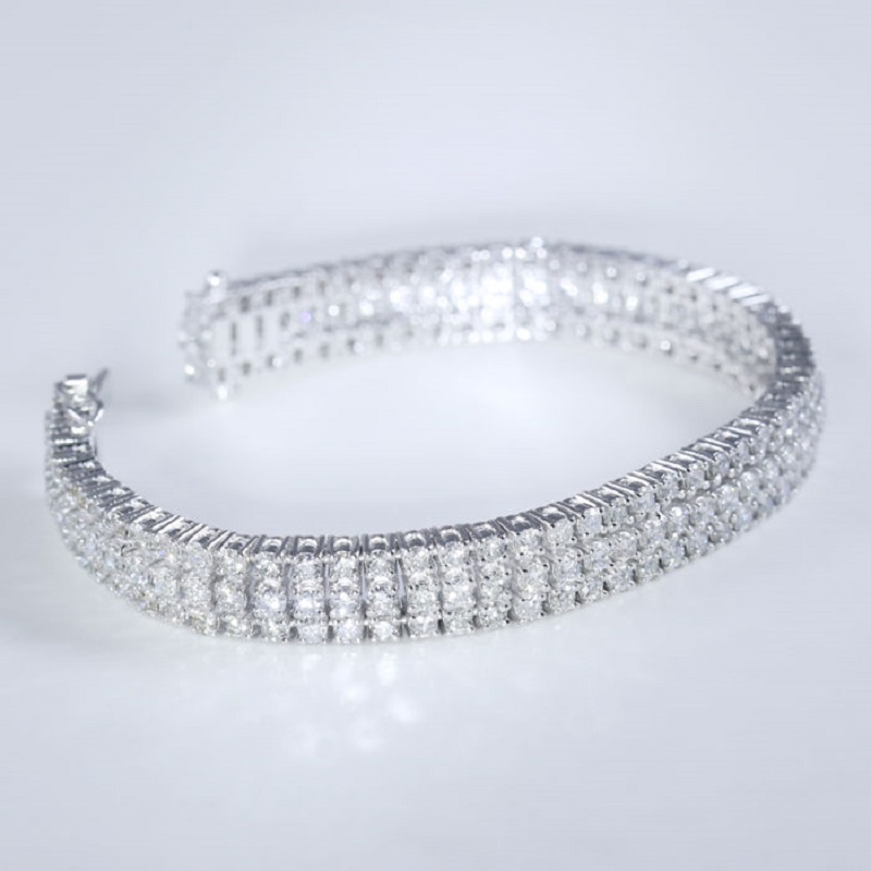 14 K /585 White Gold 3 Line Tennis Bracelet with 12.30 ct. Diamonds - Image 6 of 6