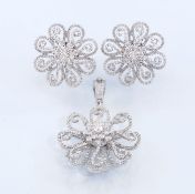 IGI Certified 14 K Diamond Pendant with Matching Earrings