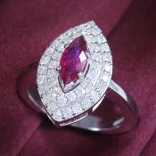 IGI Certified Very Exclusive Designer White Gold Ruby and Diamond Ring
