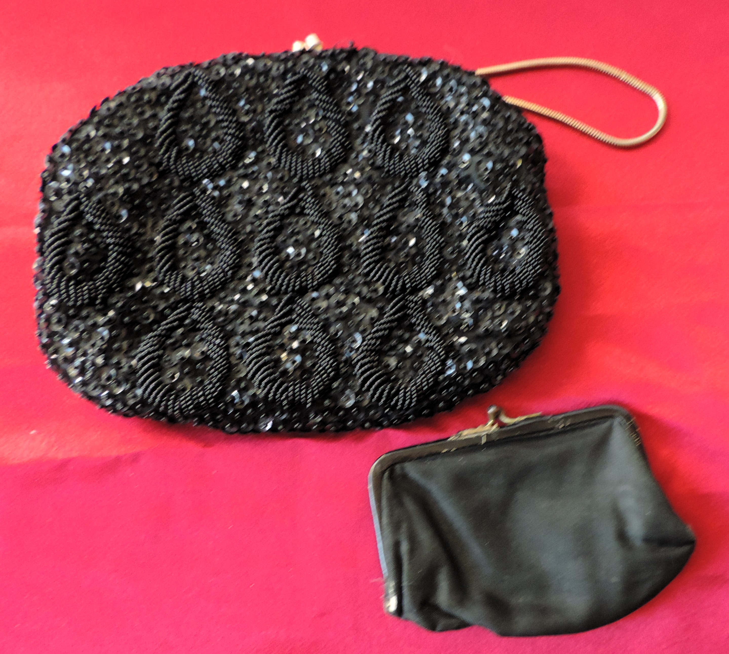 Vintage Black Beaded Embellished Evening Bag - Image 3 of 6