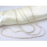 Italian 925 Silver 34 inch Margarita Glitter Rock Chain Necklace New with Gift Pouch