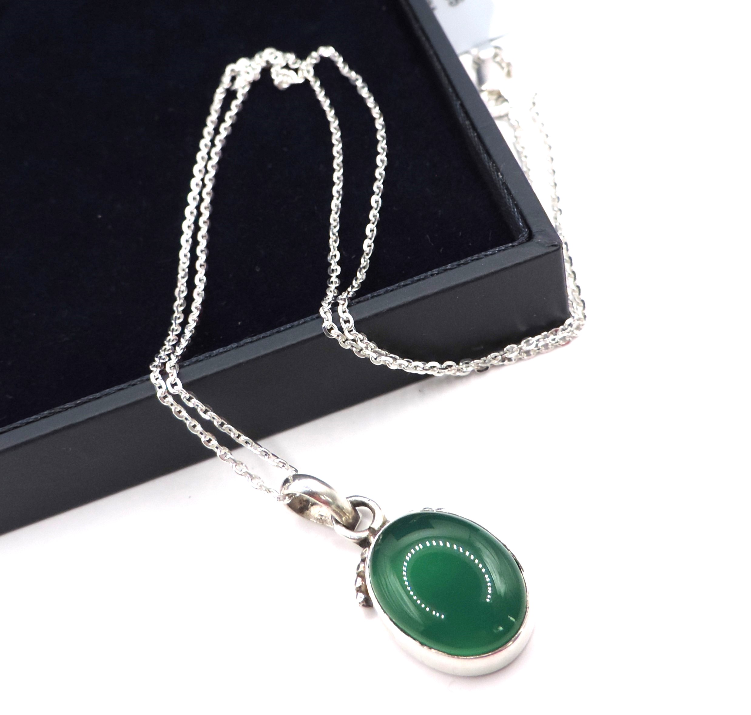 Sterling Silver Jade Pendant Necklace - Image 2 of 2