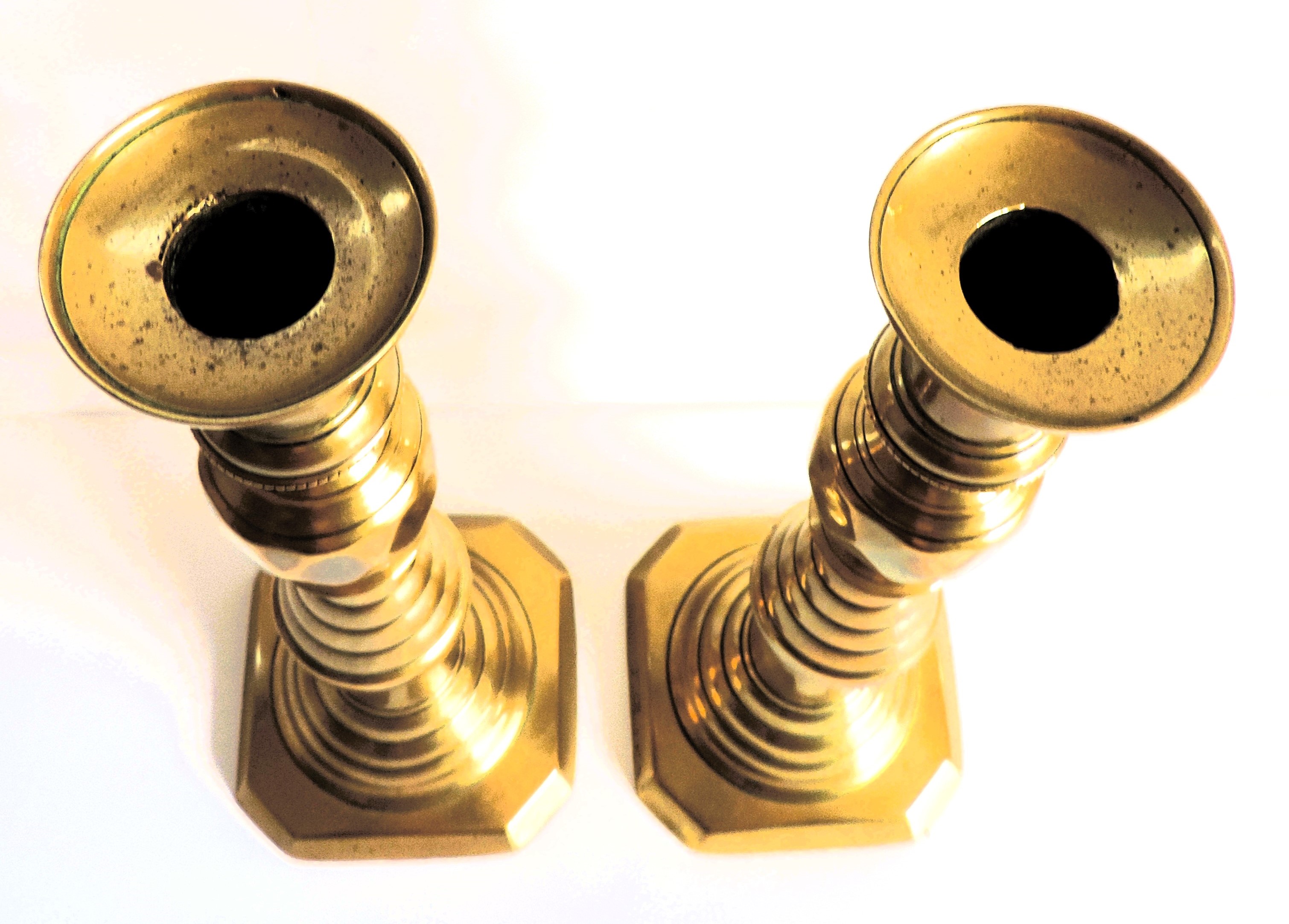 Pair Late 19th Century Brass Candlesticks - Image 2 of 4