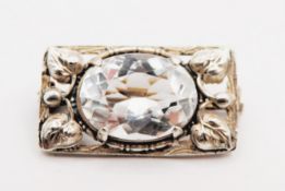 Antique Art Deco Sterling Silver Rock Crystal Brooch