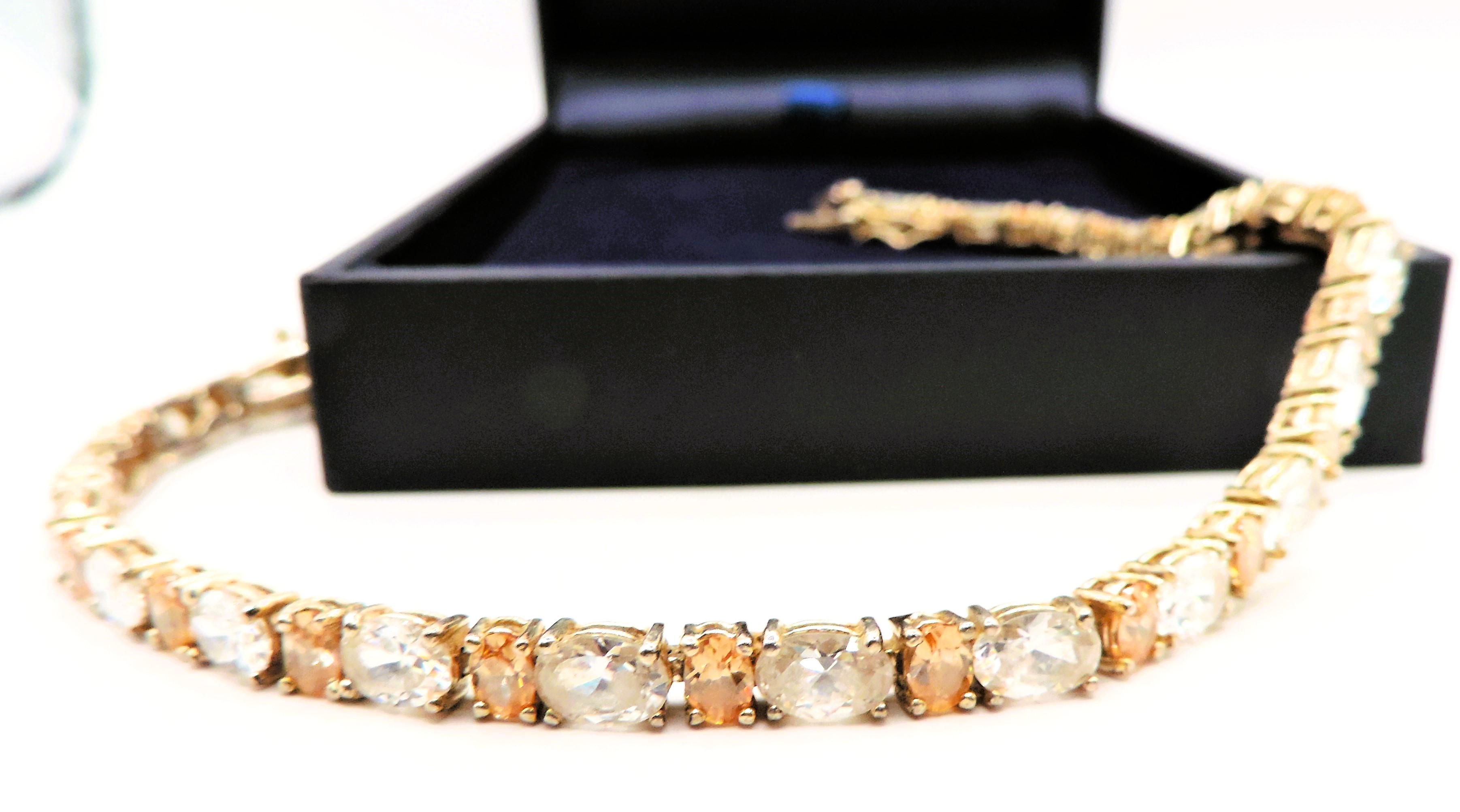 Sterling Silver Champagne Zircon Gemstone Tennis Bracelet with Gift Box - Image 3 of 3