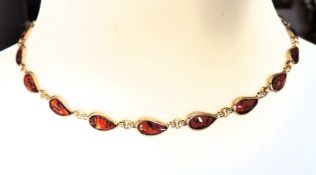 Sterling Silver Amber Necklace with Gift Box