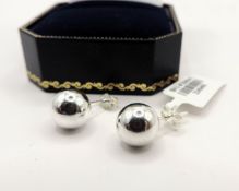 Sterling Silver Ball Stud Earrings New with Gift Pouch