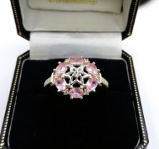 Sterling Silver Pink Topaz Ring New with Gift Pouch