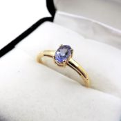 18k Gold on Sterling Silver Tanzanite Ring New with Gift Pouch