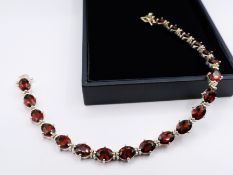 Sterling Silver Garnet Bracelet 20CTS New with Gift Box