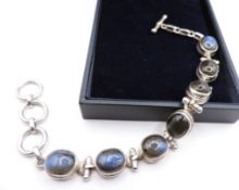 Vintage Sterling Silver Blue Labradorite Bracelet