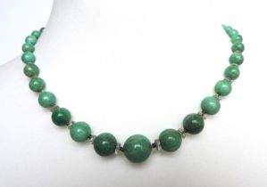 Vintage Amazonite Gemstone Graduated Bead Necklace