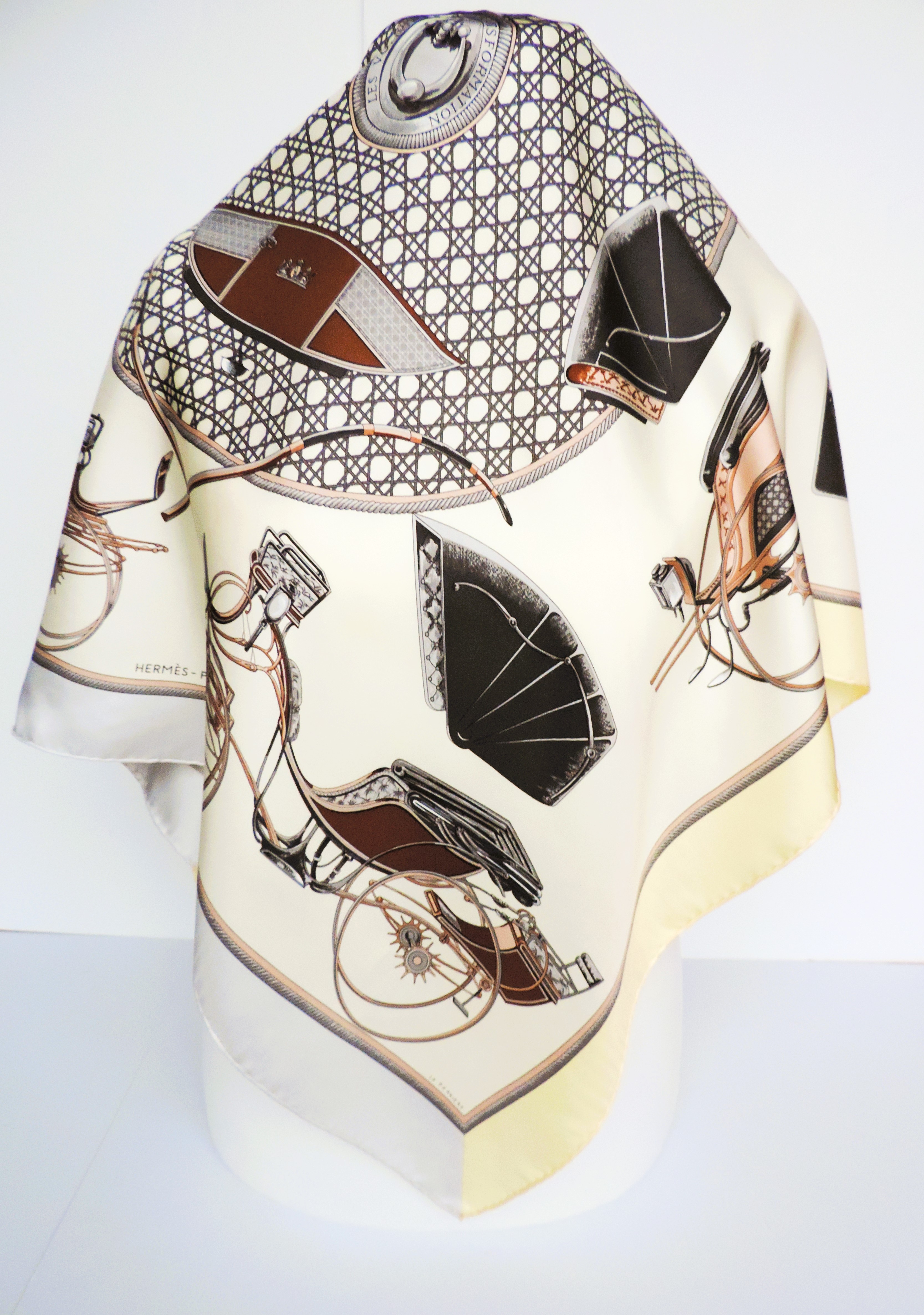 HERMES Les Voitures a Transformation Silk Scarf by Francoise de la Perriere c.1990's - Image 6 of 9