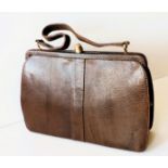 Vintage Mappin & Webb Brown Lizard Skin Handbag