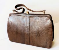 Vintage Mappin & Webb Brown Lizard Skin Handbag