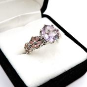 Sterling Silver Rose de France Amethyst Solitaire Ring 3CTS New with Gift Pouch