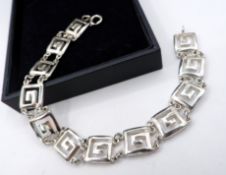 Vintage Artisan Sterling Silver Chunky Greek Key Panel Bracelet 17 grams Includes a Gift Box