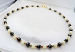 Gold Plated Hematite & White Jade Necklace