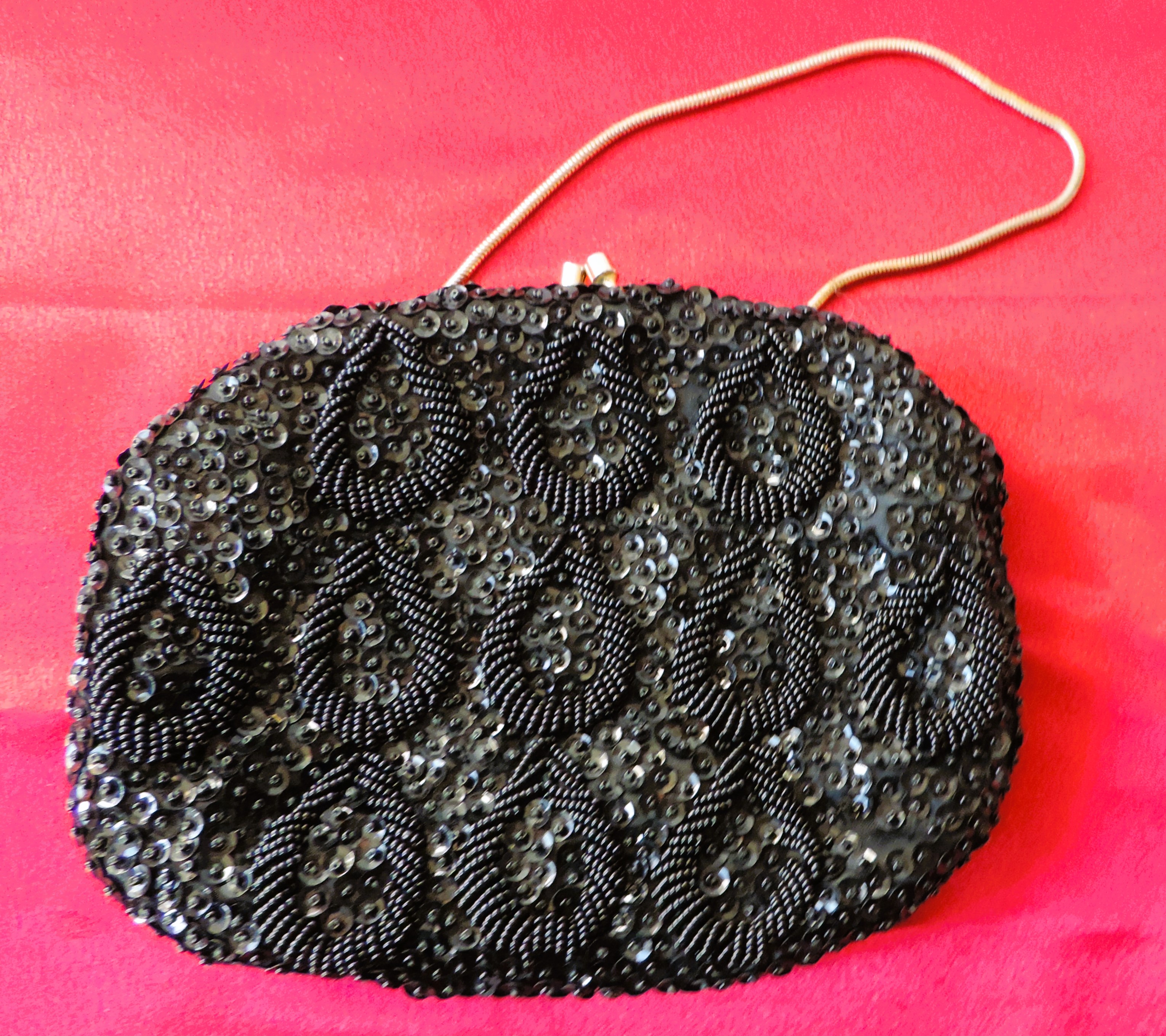 Vintage Black Beaded Embellished Evening Bag - Image 2 of 6