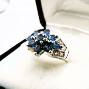 Sterling Silver Sapphire Ring 3cts New with Gift Pouch