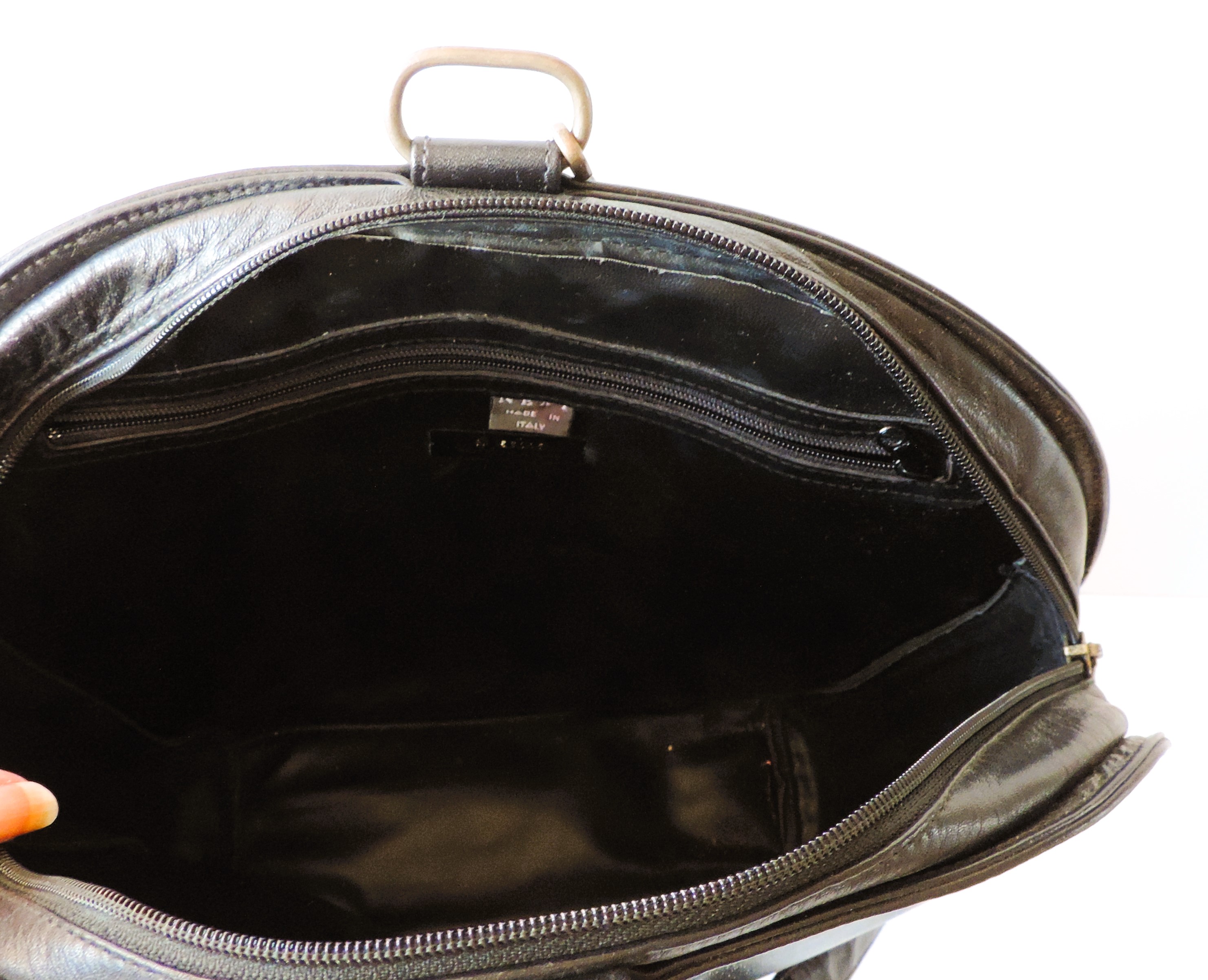 Made in Italy Black Leather Bag - Image 5 of 8