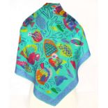 Vintage Signed Ken Done Tropical Fish Silk Scarf 60cm Square c. 1980's