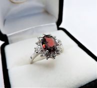 Garnet & Sapphire Ring Sterling Silver 2.50 carats New with Gift Pouch
