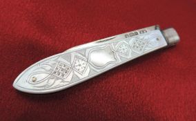 Antique Victorian Silver Mother of Pearl Fruit Knife Hallmark Date 1899