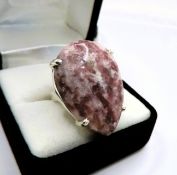 Sterling Silver Chunky Pink Thulite Ring