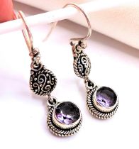 Sterling Silver SUARTI Amethyst Gemstone Drop Earrings