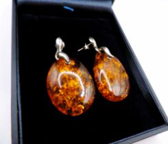 Sterling Silver Baltic Amber Earrings