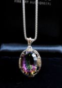Sterling Silver 14CT Mystic Topaz Necklace New with Gift Pouch