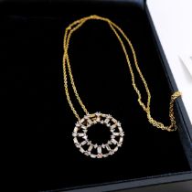 Gold on Sterling Silver Diamond Necklace New with Gift Box