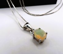 Sterling Silver Opal Necklace New with Gift Pouch