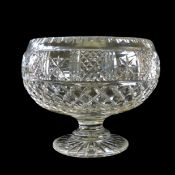 Large Antique Hand Cut Crystal Pedestal Bowl