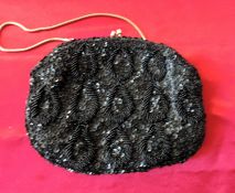 Vintage Black Beaded Embellished Evening Bag