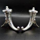 Norway Theodor Olsens Sterling Silver Viking Horns Cruet Set 35g c. 1920's